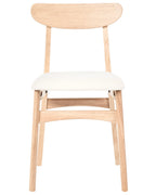 Set of 2 Dining Chairs DOYLE Wood Light Brown/ Light Beige
