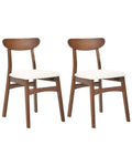 Set of 2 Dining Chairs DOYLE Wood Brown/ Light Beige