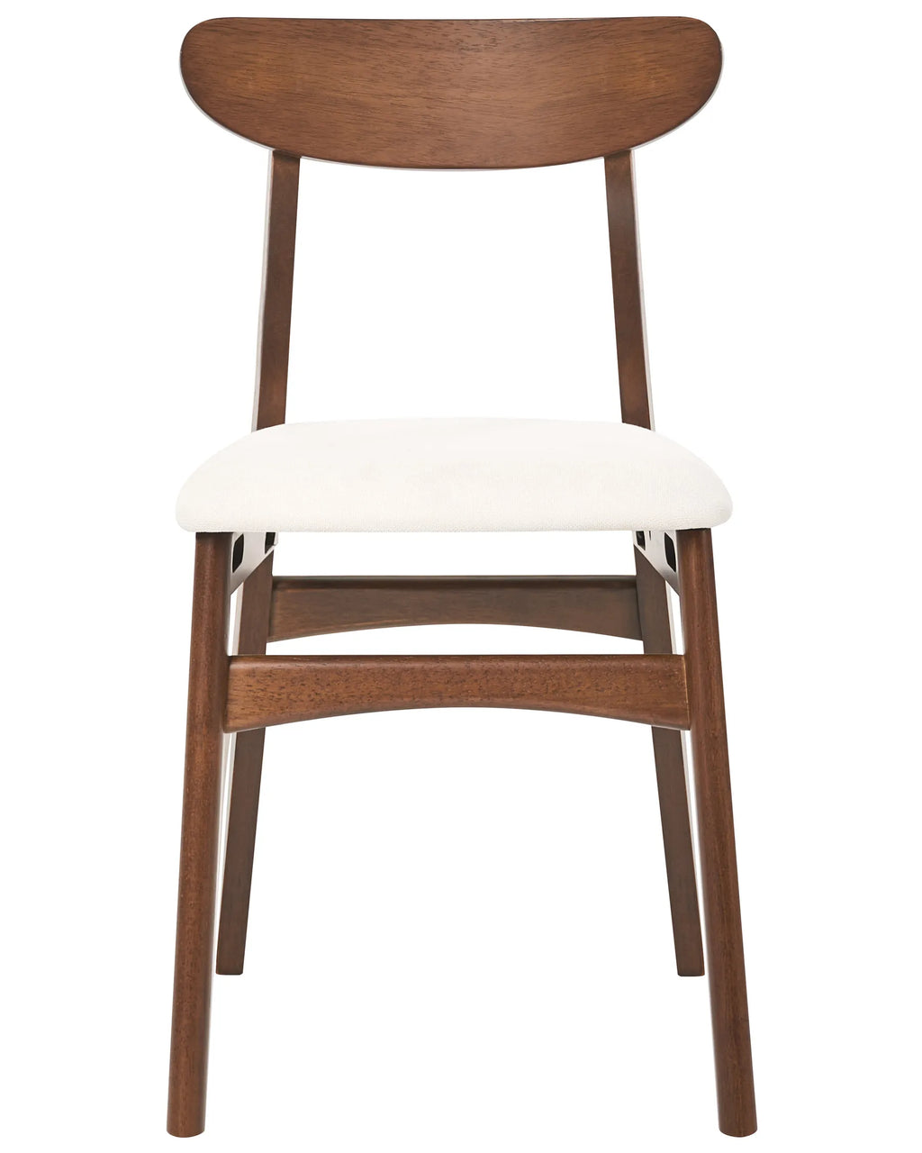 Set of 2 Dining Chairs DOYLE Wood Brown/ Light Beige