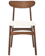 Set of 2 Dining Chairs DOYLE Wood Brown/ Light Beige