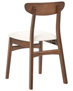 Set of 2 Dining Chairs DOYLE Wood Brown/ Light Beige