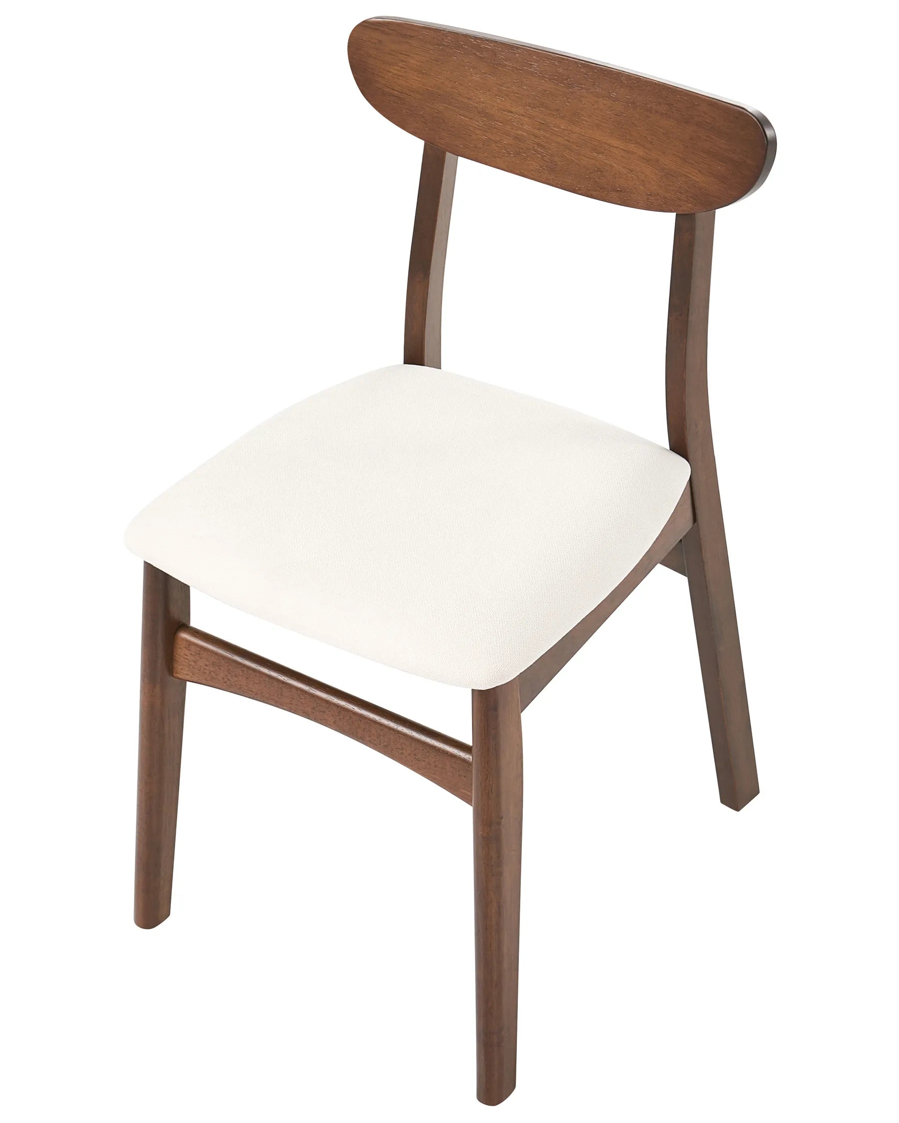 Set of 2 Dining Chairs DOYLE Wood Brown/ Light Beige