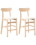 Set of 2 Bar Chairs DOYLE Wood Light Brown/ Light Beige