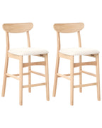 Set of 2 Bar Chairs DOYLE Wood Light Brown/ Light Beige
