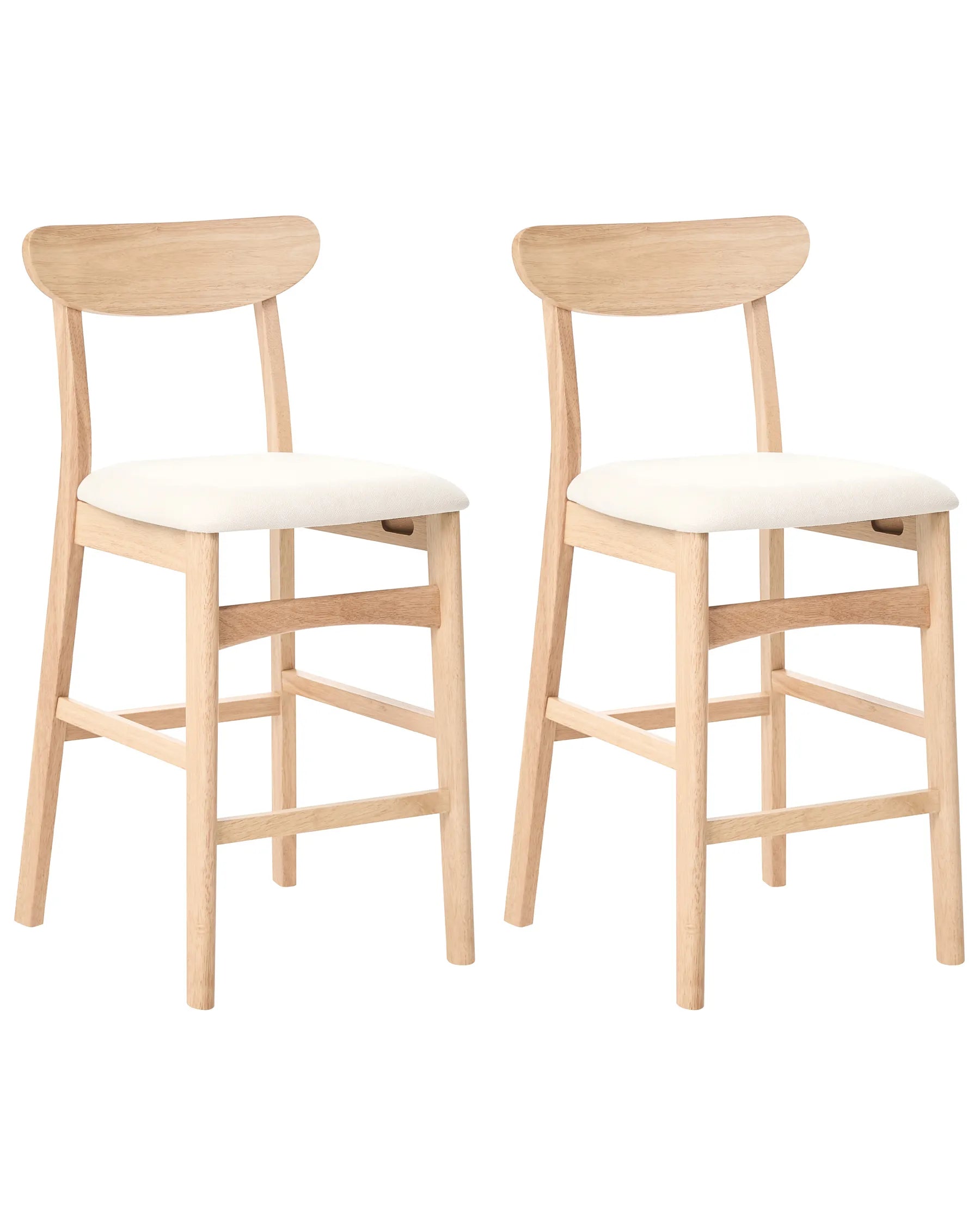 Set of 2 Bar Chairs DOYLE Wood Light Brown/ Light Beige