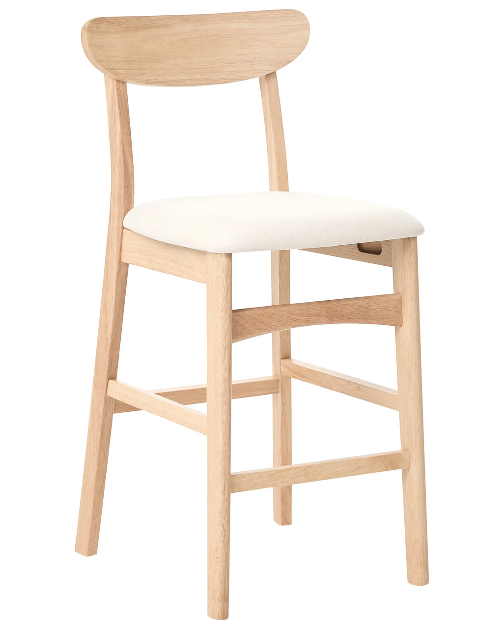 Set of 2 Bar Chairs DOYLE Wood Light Brown/ Light Beige