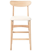 Set of 2 Bar Chairs DOYLE Wood Light Brown/ Light Beige