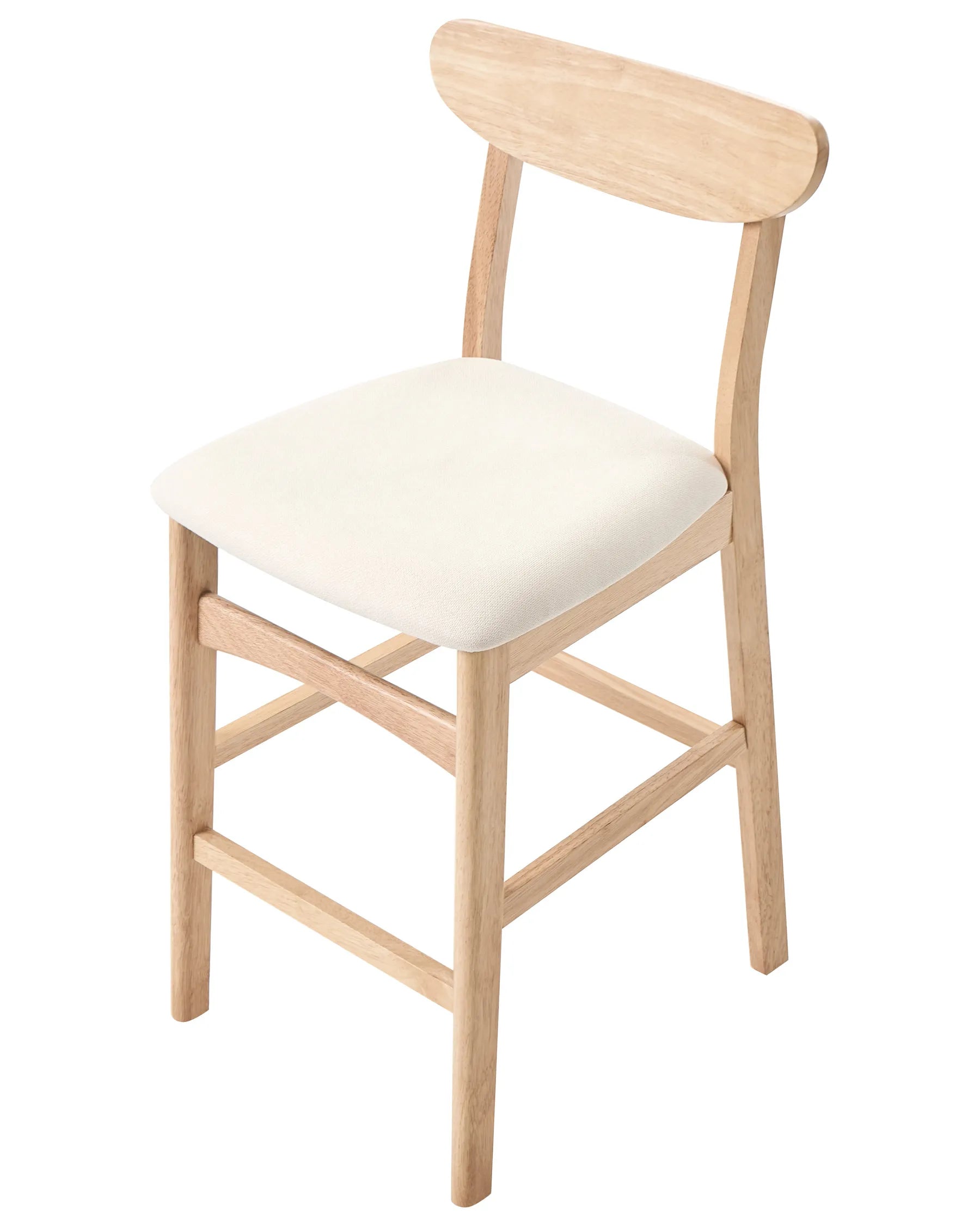 Set of 2 Bar Chairs DOYLE Wood Light Brown/ Light Beige