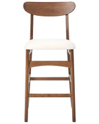 Set of 2 Bar Chairs DOYLE Wood Brown/ Light Beige
