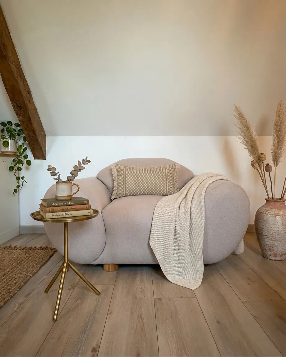 Armchair RINGEL with Cushions Fabric Light Beige