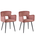 Set of 2 Dining Chairs SANILAC Velvet Pastel Pink