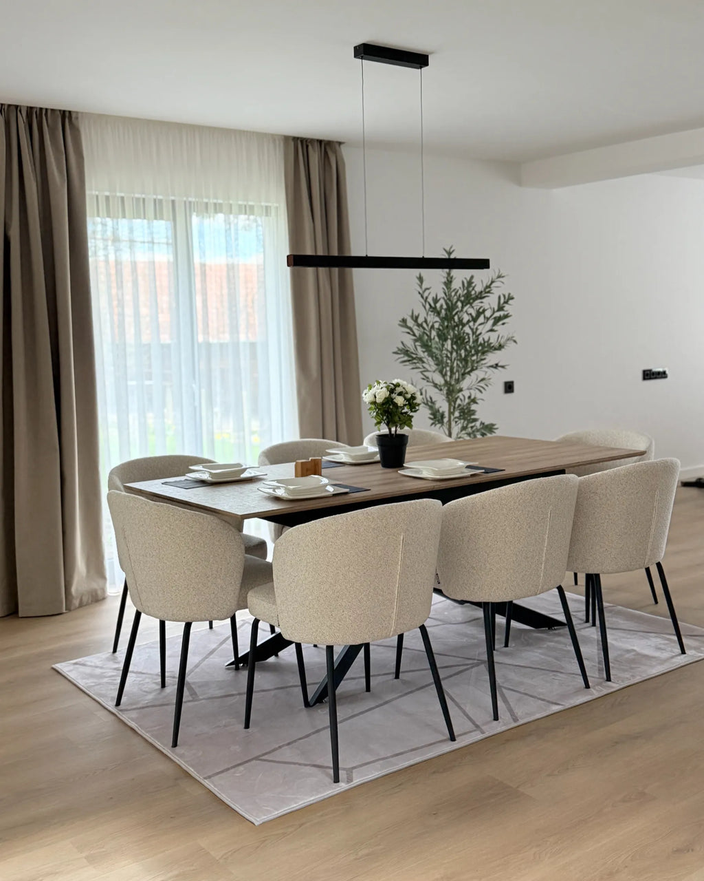 Set of 2 Dining Chairs ZANA Boucle Light Beige