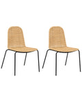 Set of 2 Dining Chairs ROXTON Rattan Natural