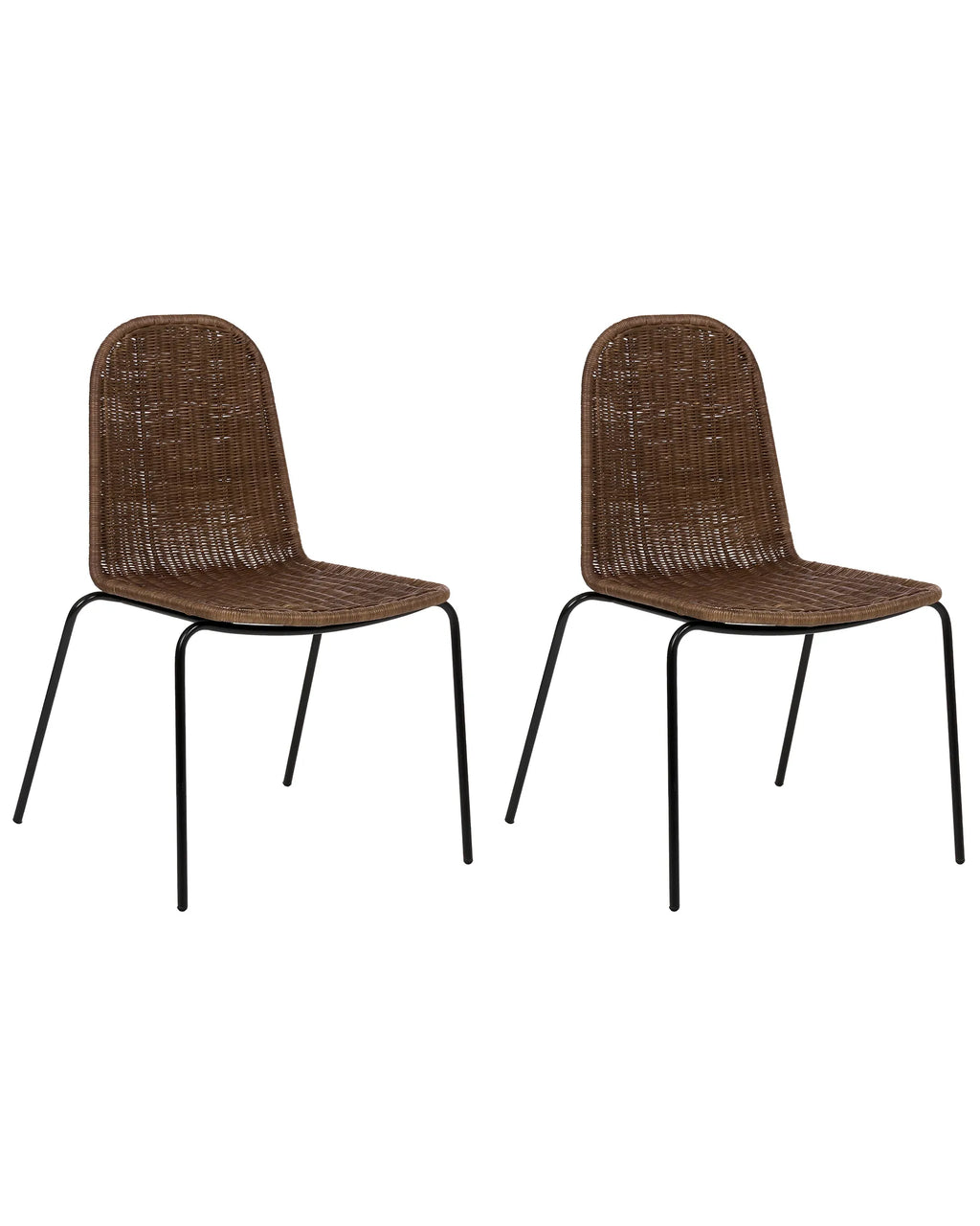 Set of 2 Dining Chairs ROXTON Rattan Dark Brown