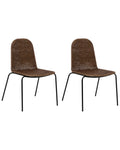 Set of 2 Dining Chairs ROXTON Rattan Dark Brown