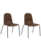 Set of 2 Dining Chairs ROXTON Rattan Dark Brown
