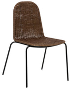 Set of 2 Dining Chairs ROXTON Rattan Dark Brown