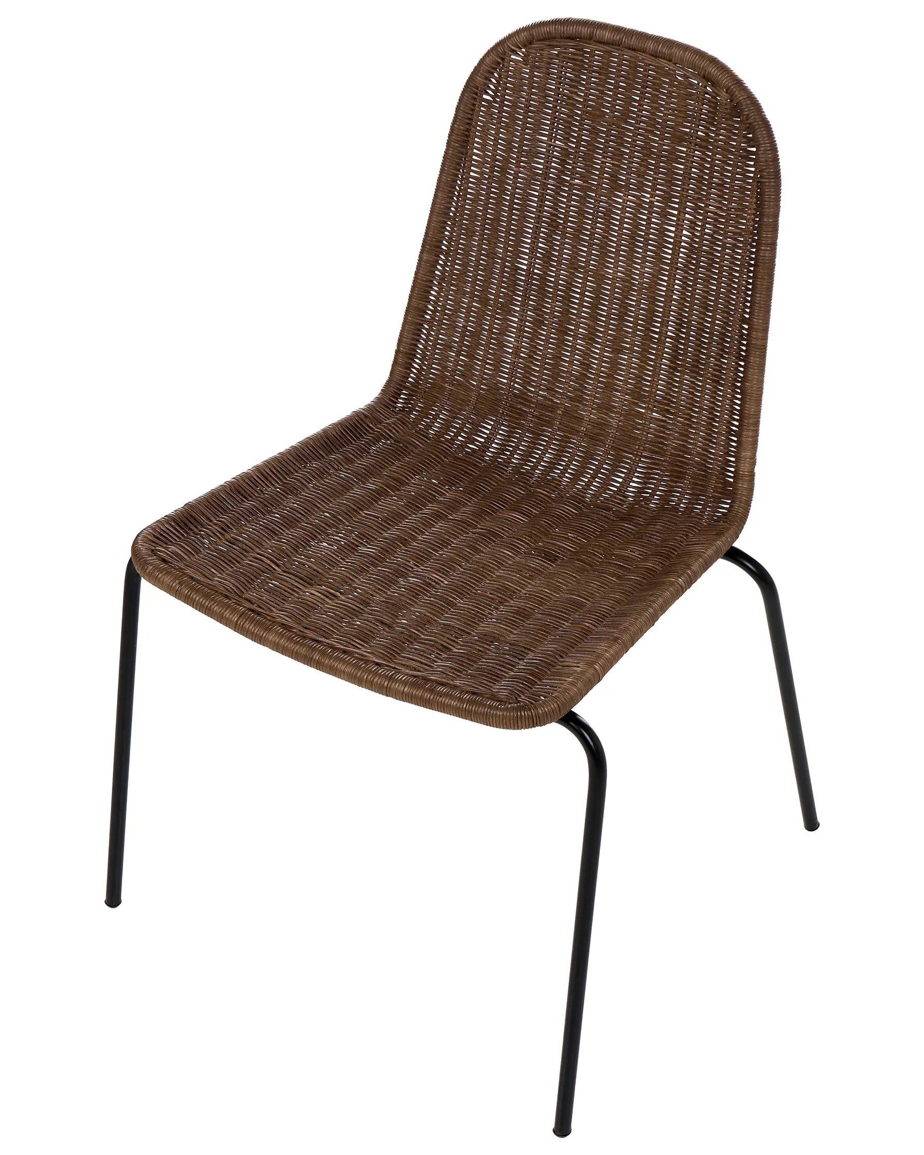 Set of 2 Dining Chairs ROXTON Rattan Dark Brown