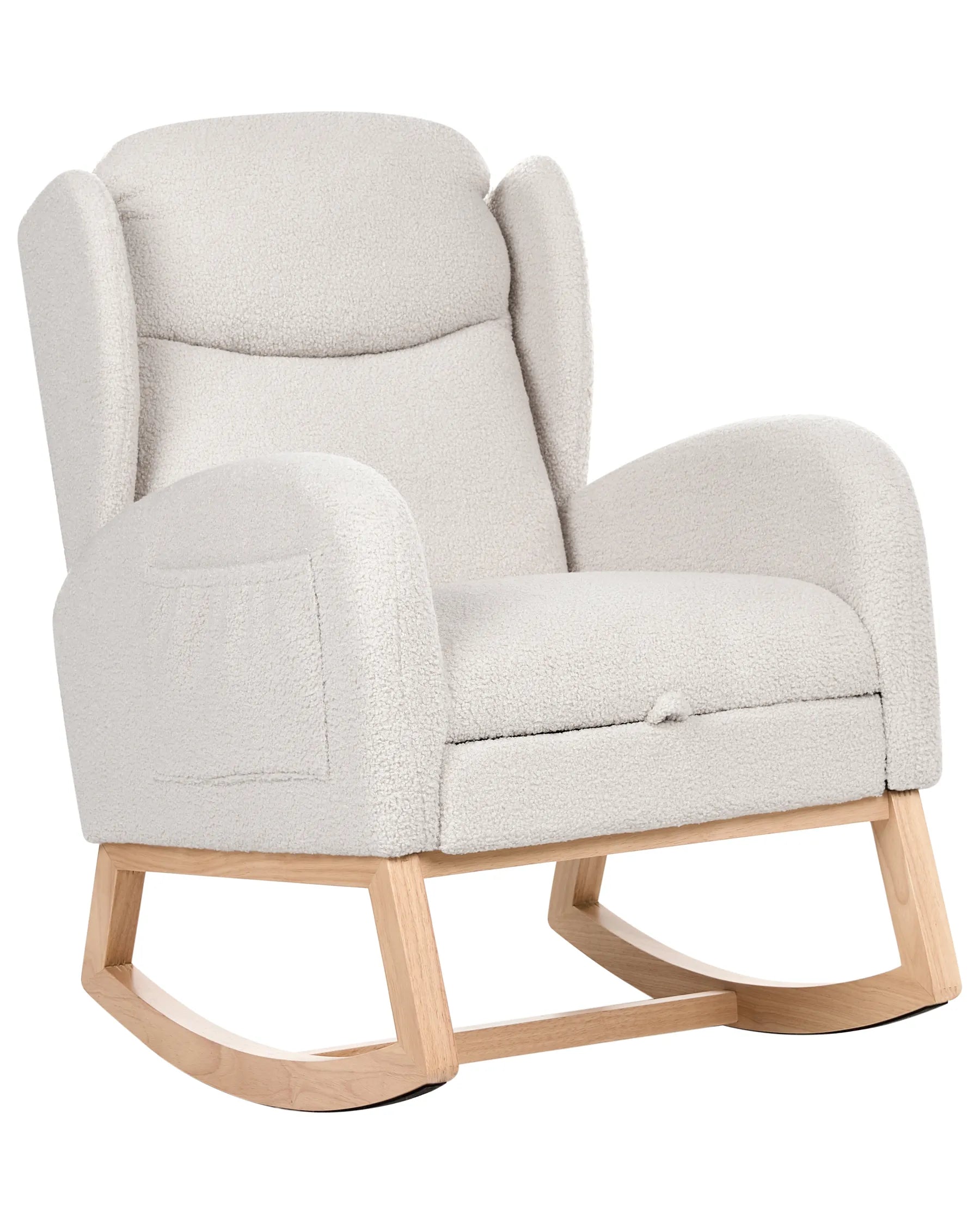 Rocking Chair HASLEV  with Footrest Boucle Off-White