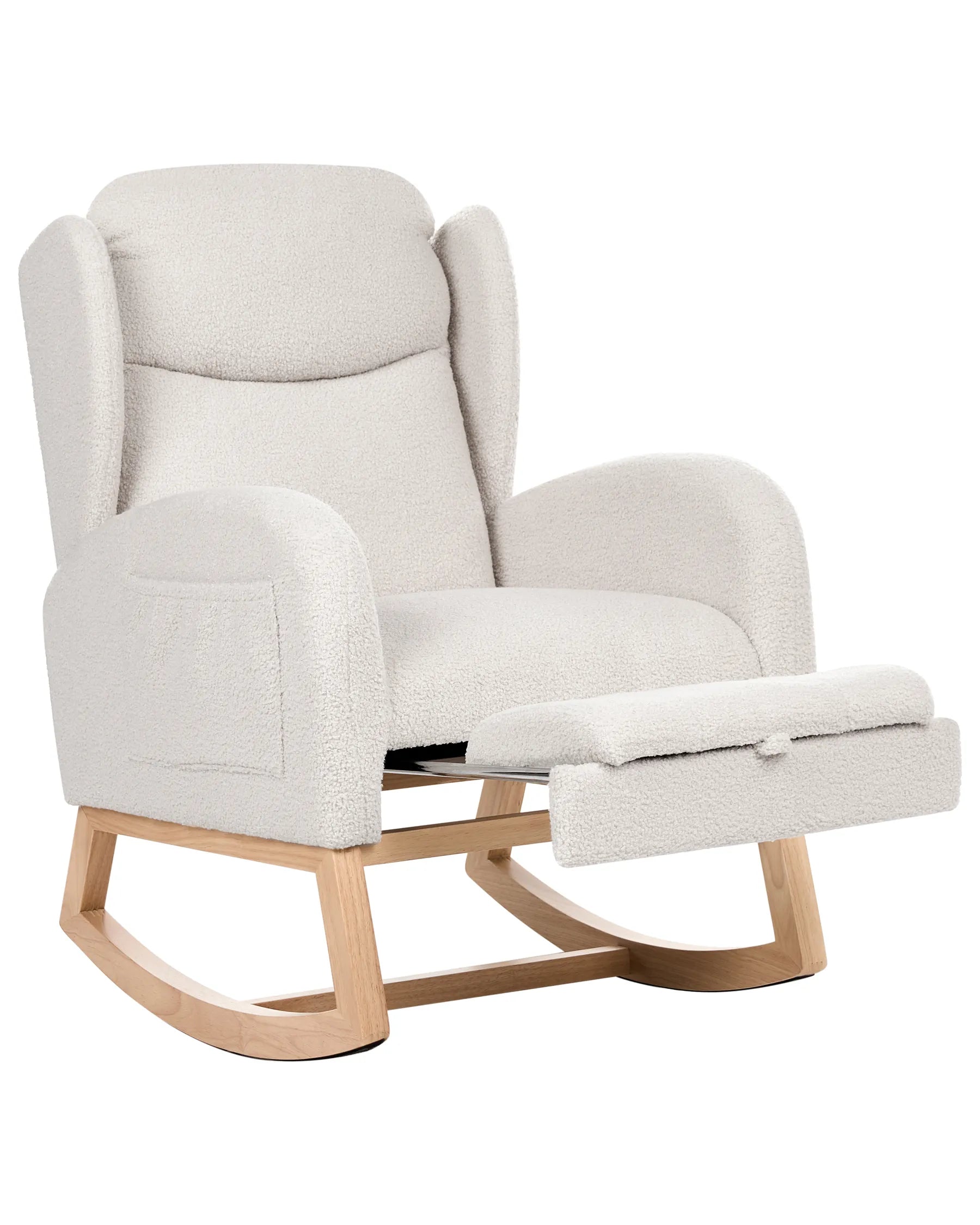 Rocking Chair HASLEV  with Footrest Boucle Off-White