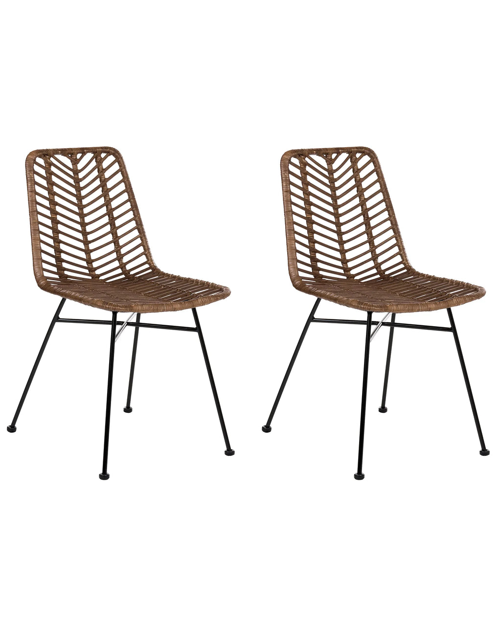 Set of 2 Dining Chairs DILLEY Rattan Brown