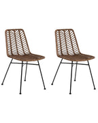 Set of 2 Dining Chairs DILLEY Rattan Brown