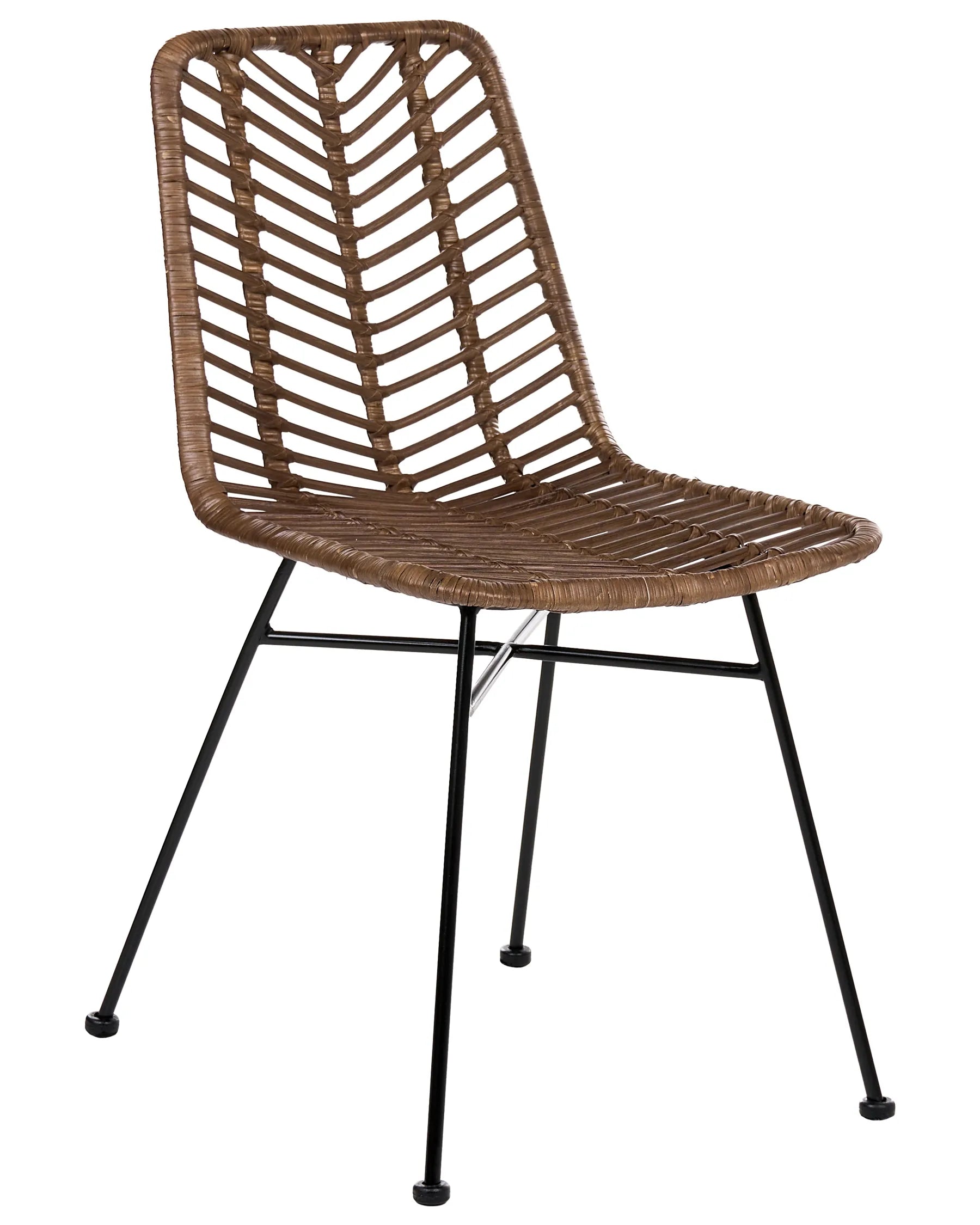 Set of 2 Dining Chairs DILLEY Rattan Brown