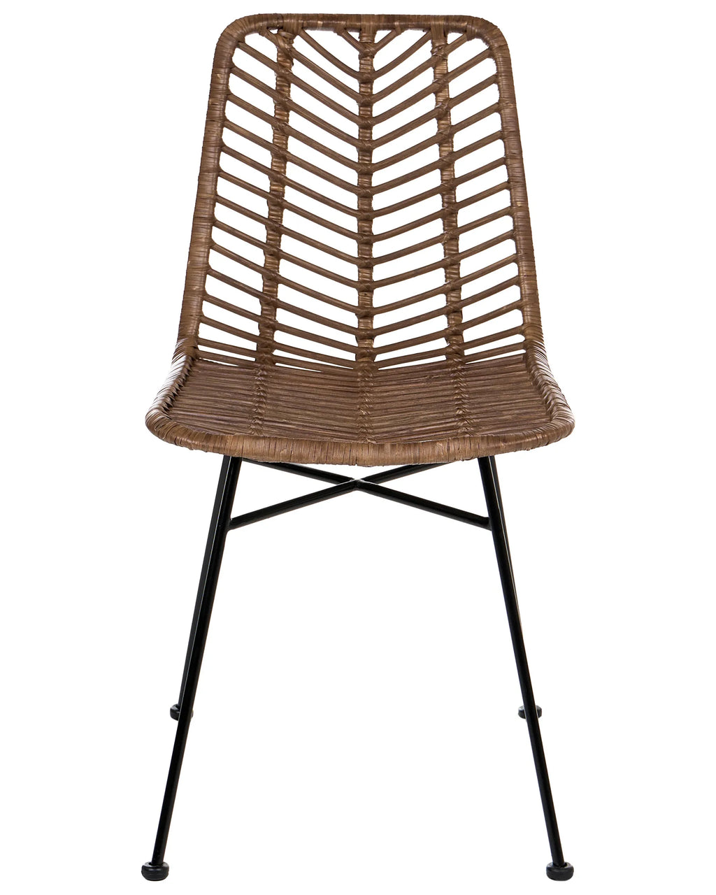 Set of 2 Dining Chairs DILLEY Rattan Brown