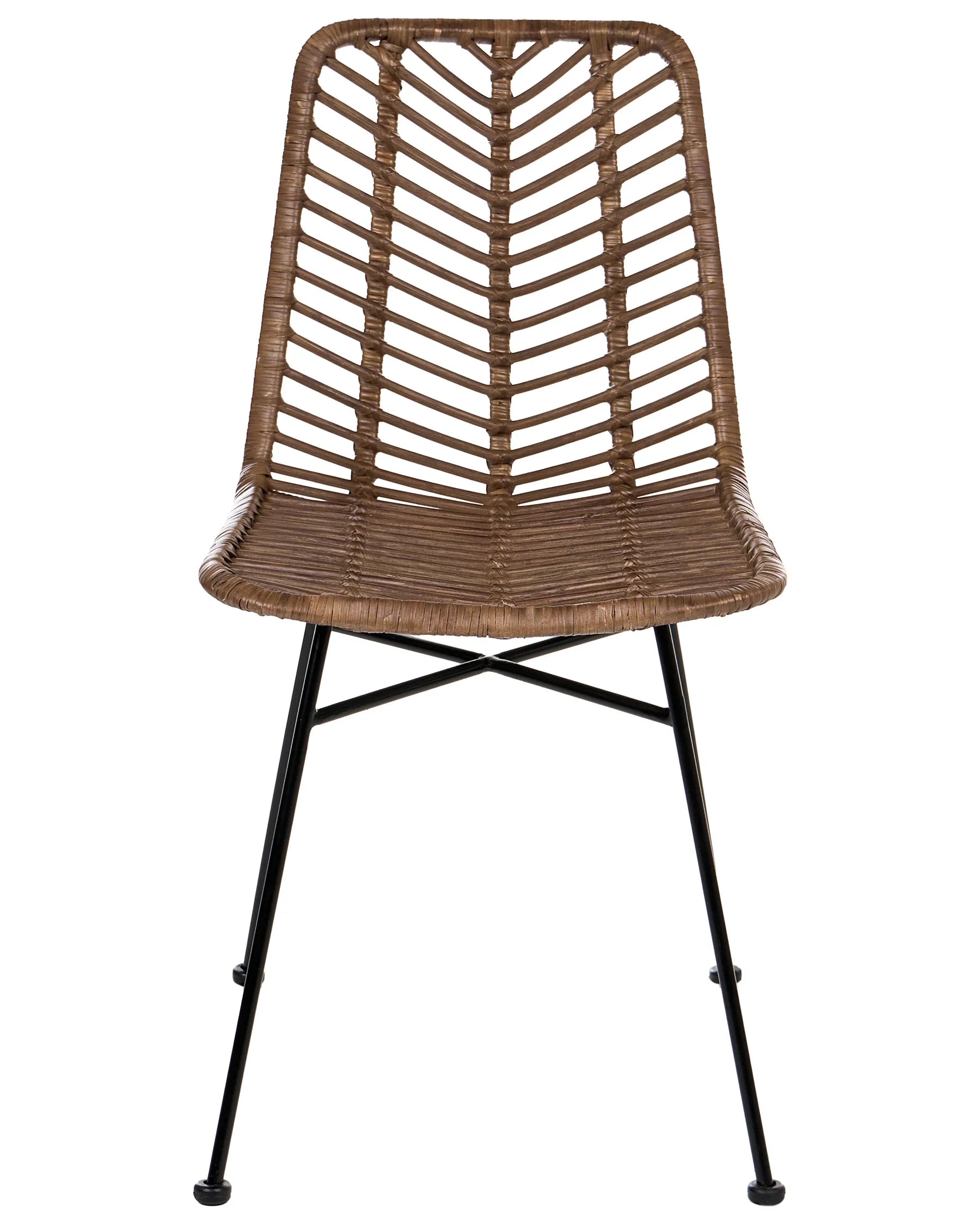 Set of 2 Dining Chairs DILLEY Rattan Brown