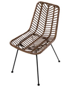 Set of 2 Dining Chairs DILLEY Rattan Brown