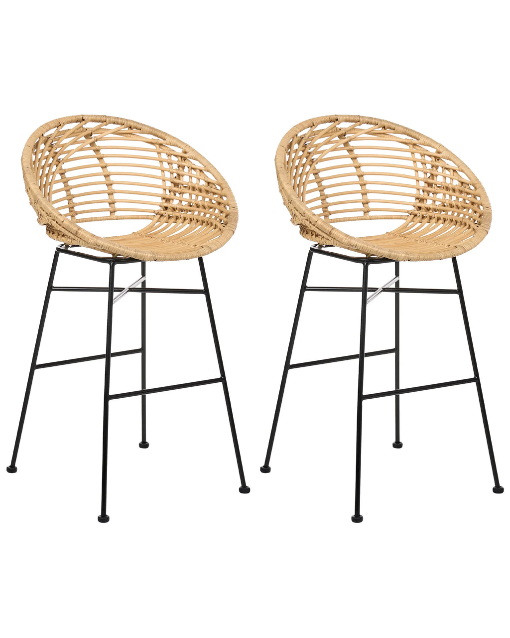 Set of 2 Bar Chairs WINDOM Rattan Natural