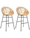 Set of 2 Bar Chairs WINDOM Rattan Natural