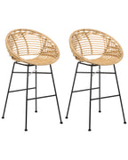 Set of 2 Bar Chairs WINDOM Rattan Natural