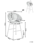 Set of 2 Bar Chairs WINDOM Rattan Natural