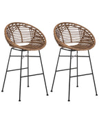 Set of 2 Bar Chairs WINDOM Rattan Brown