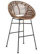 Set of 2 Bar Chairs WINDOM Rattan Brown