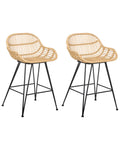 Set of 2 Bar Chairs TERRELL Rattan Natural