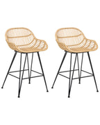 Set of 2 Bar Chairs TERRELL Rattan Natural