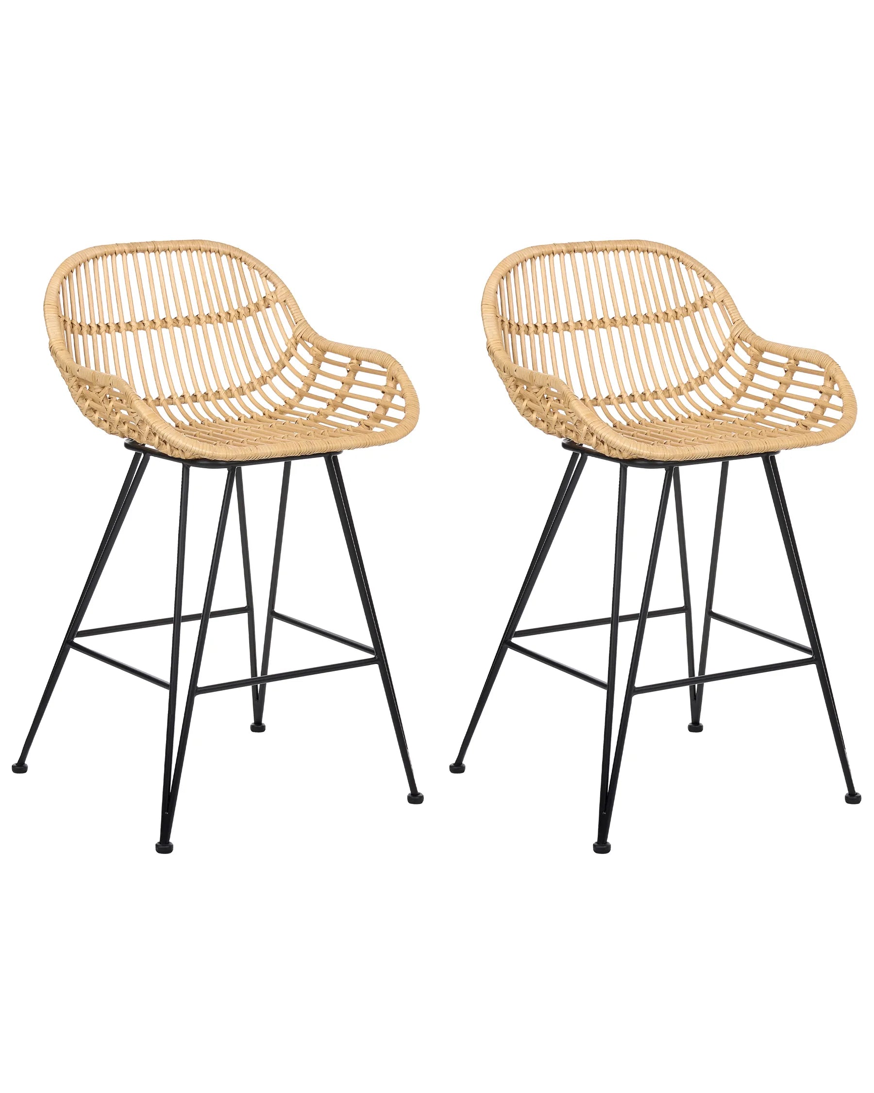 Set of 2 Bar Chairs TERRELL Rattan Natural