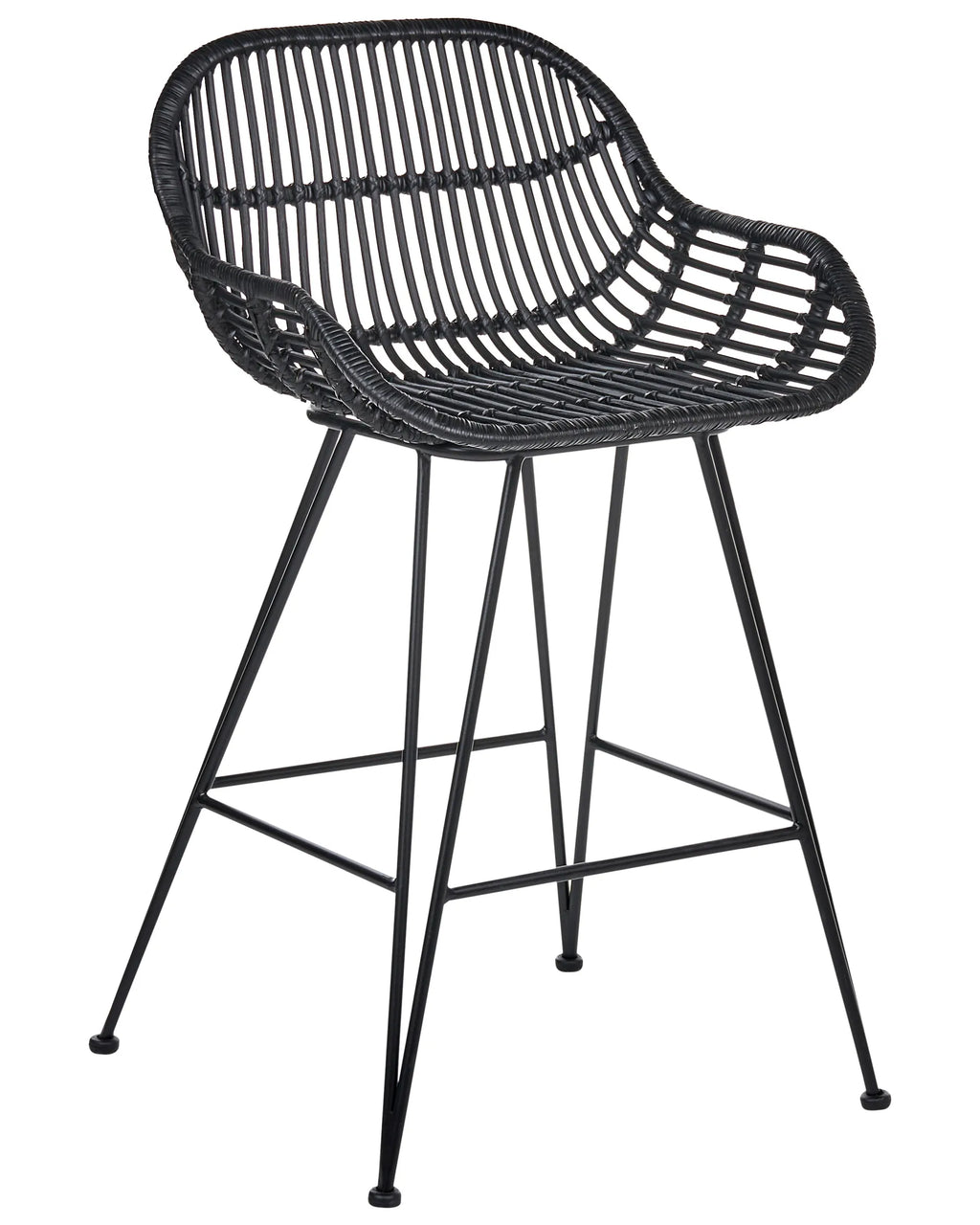 Set of 2 Bar Chairs TERRELL Rattan Black