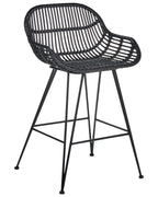 Set of 2 Bar Chairs TERRELL Rattan Black