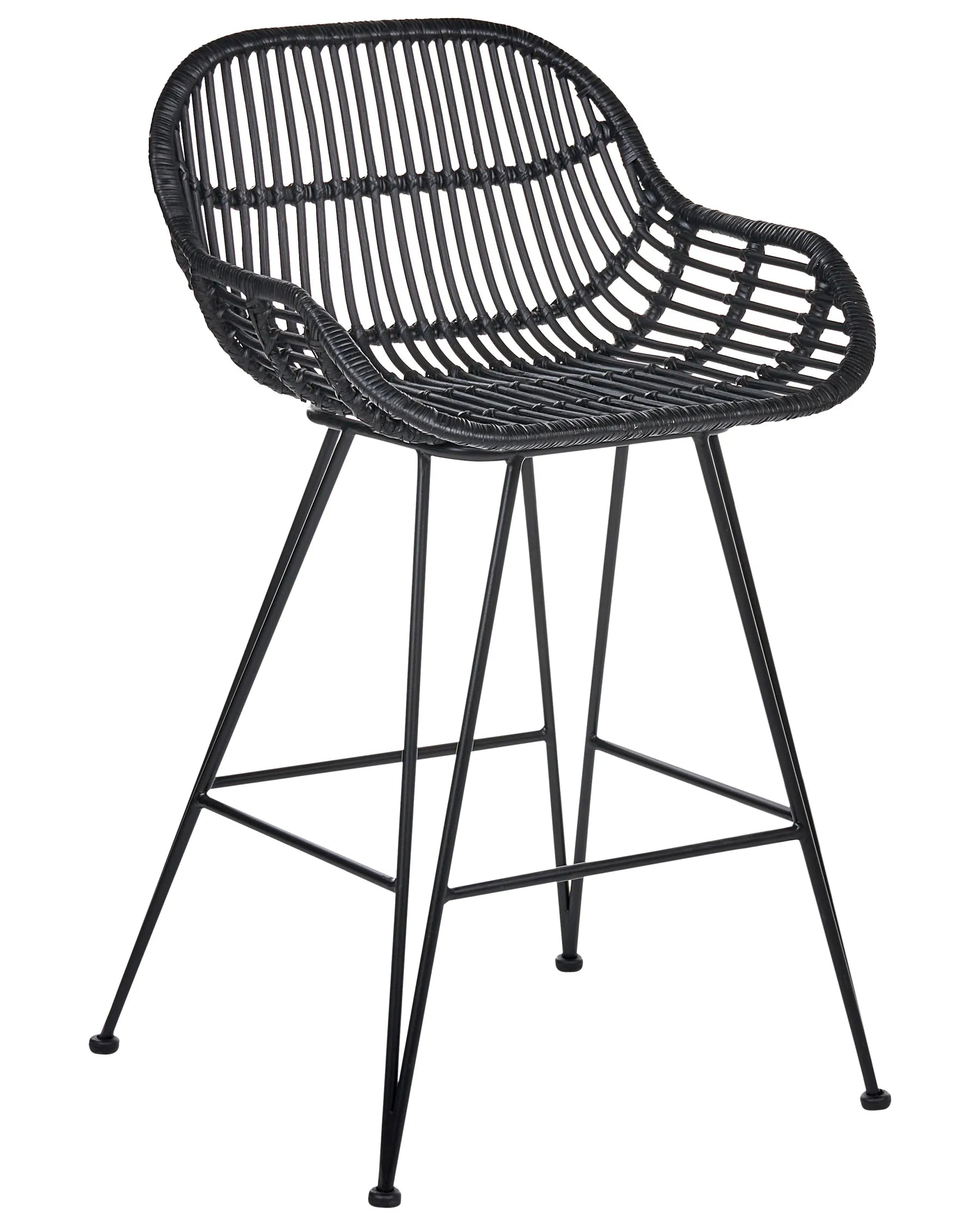 Set of 2 Bar Chairs TERRELL Rattan Black