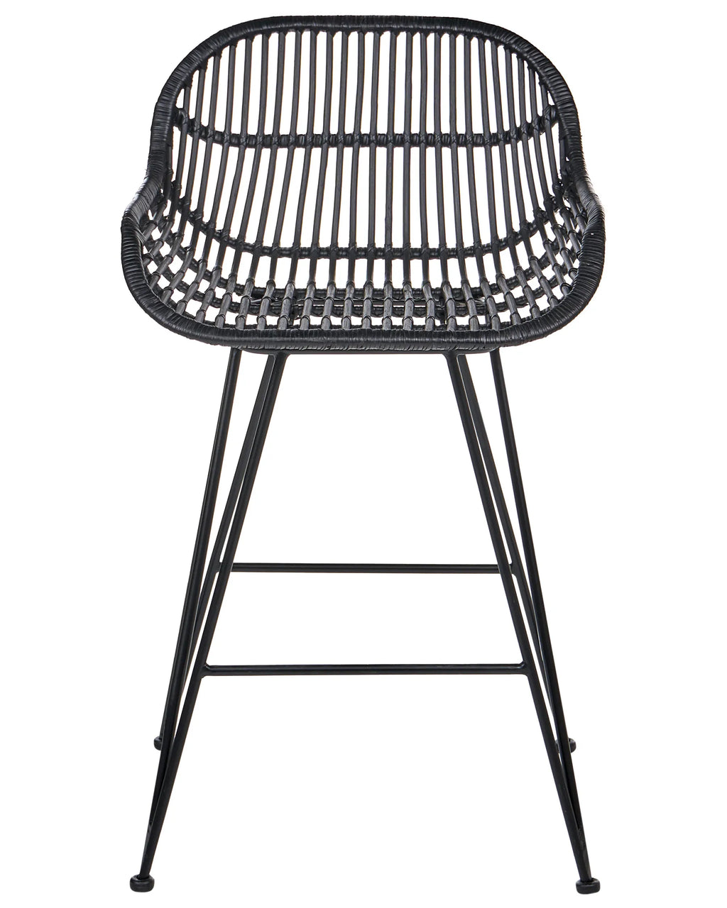 Set of 2 Bar Chairs TERRELL Rattan Black