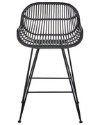 Set of 2 Bar Chairs TERRELL Rattan Black