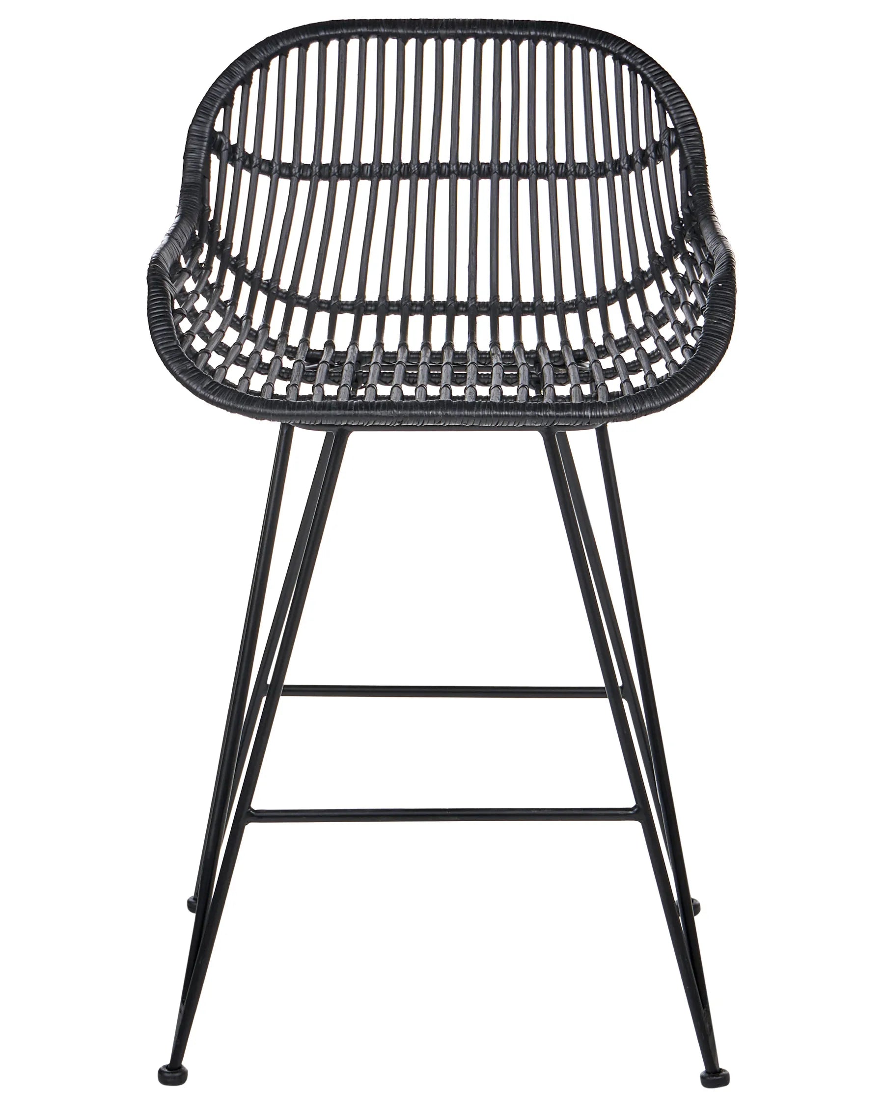 Set of 2 Bar Chairs TERRELL Rattan Black