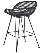 Set of 2 Bar Chairs TERRELL Rattan Black