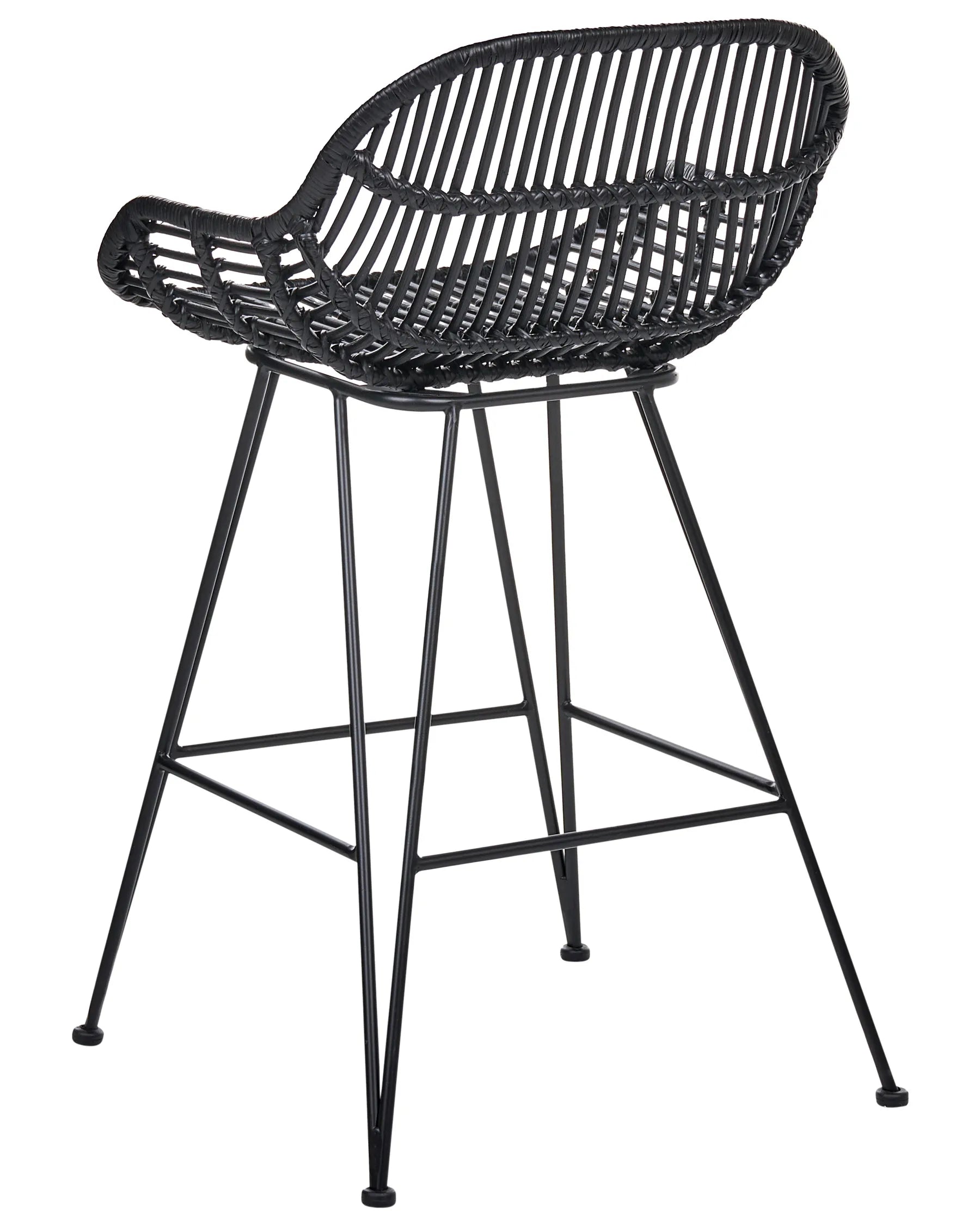 Set of 2 Bar Chairs TERRELL Rattan Black