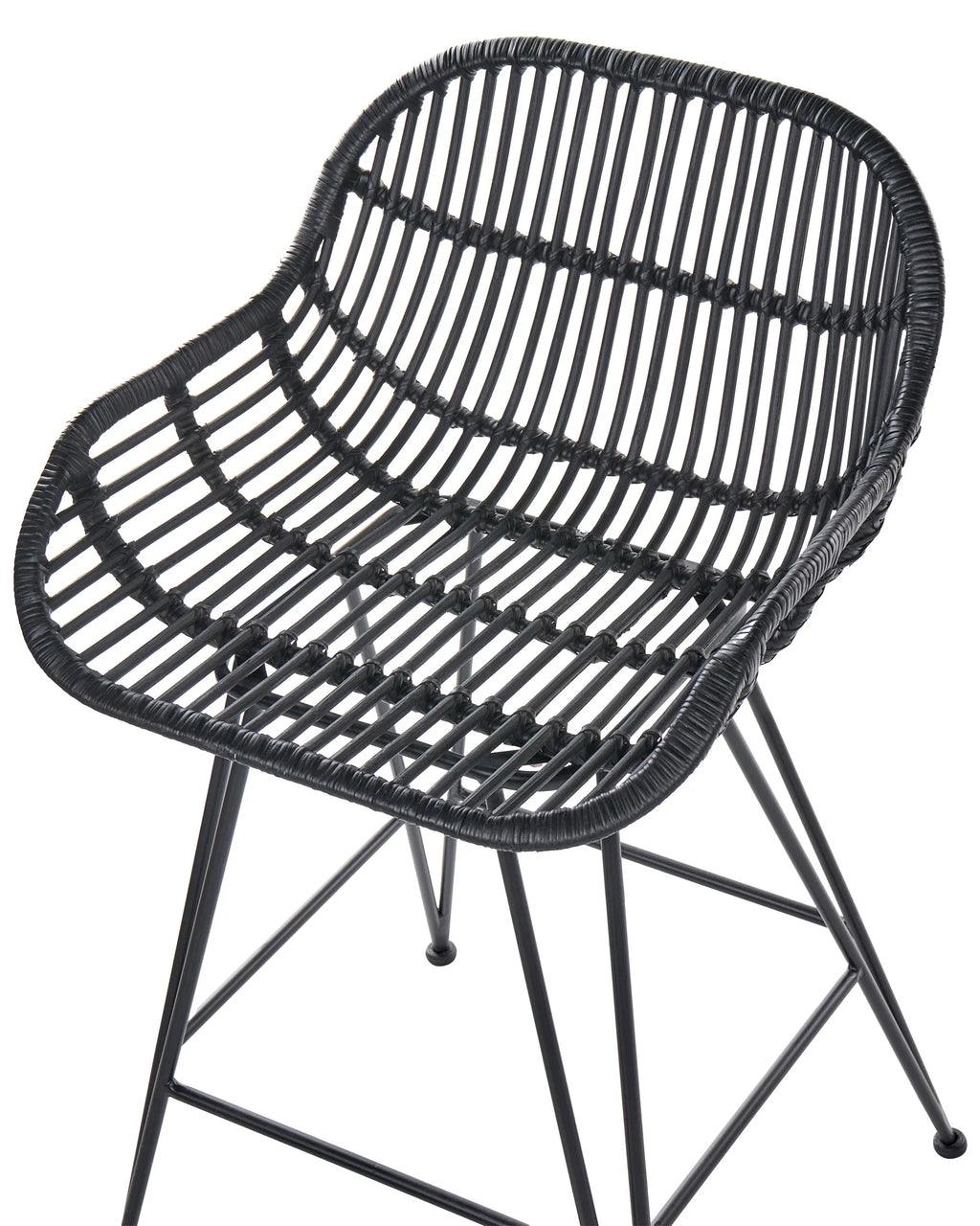 Set of 2 Bar Chairs TERRELL Rattan Black