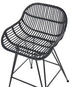 Set of 2 Bar Chairs TERRELL Rattan Black