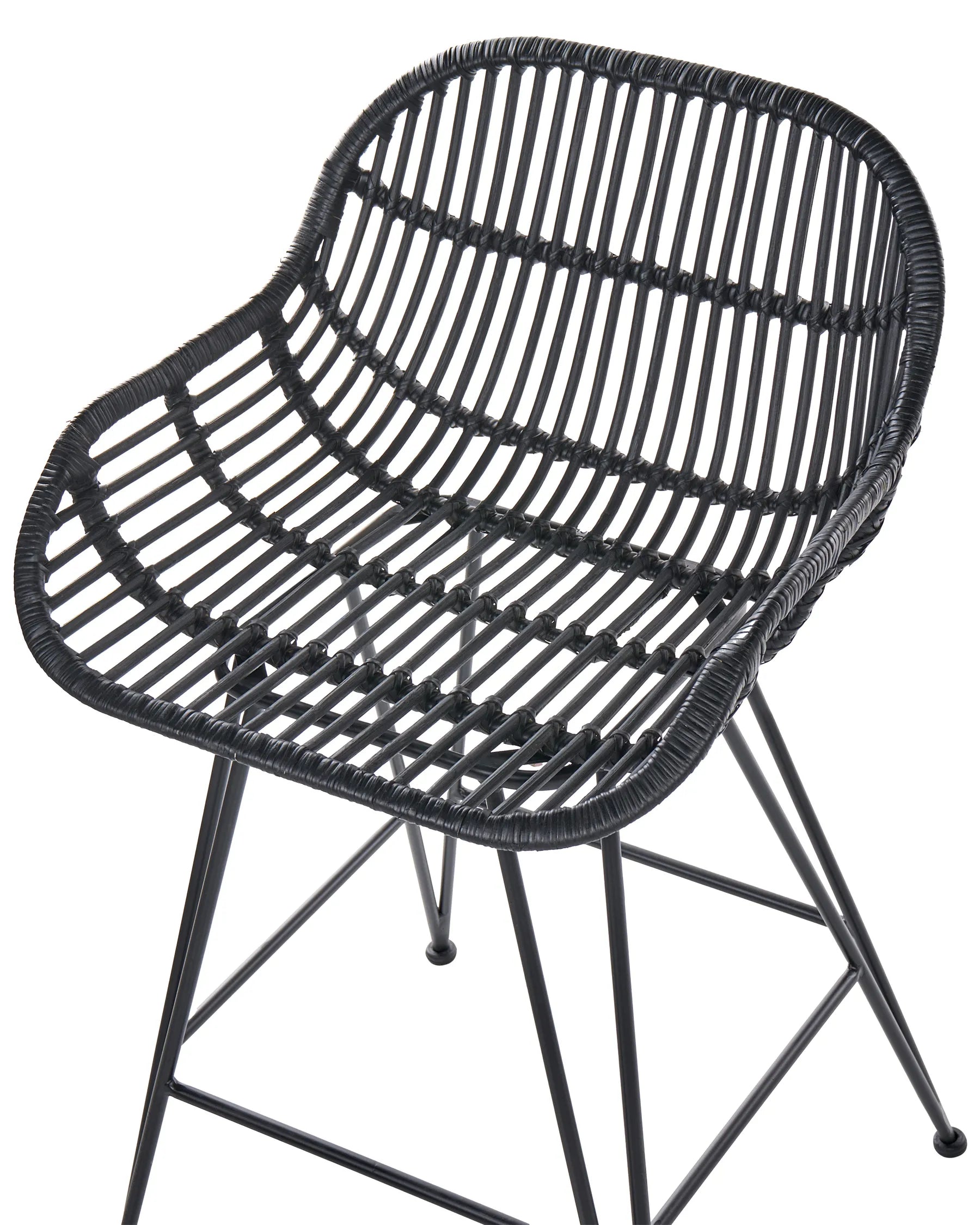 Set of 2 Bar Chairs TERRELL Rattan Black